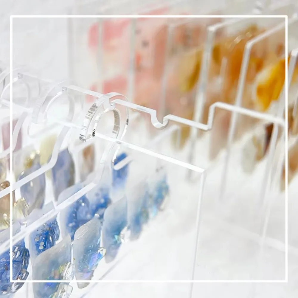 Transparent Acrylic Nail Art Display Rack Hook Desktop Mounted Nail Art Display Board Multi-Purpose Dustproof Nail Storage Stand
