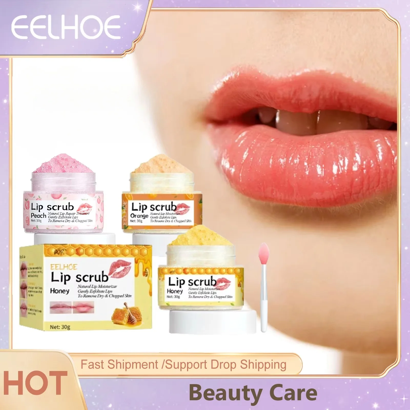 Exfoliante de labios con miel, hidratante profundo, suave, cuidado de los labios, mascarilla aclaradora, eliminación de líneas finas, crema reparadora de piel muerta