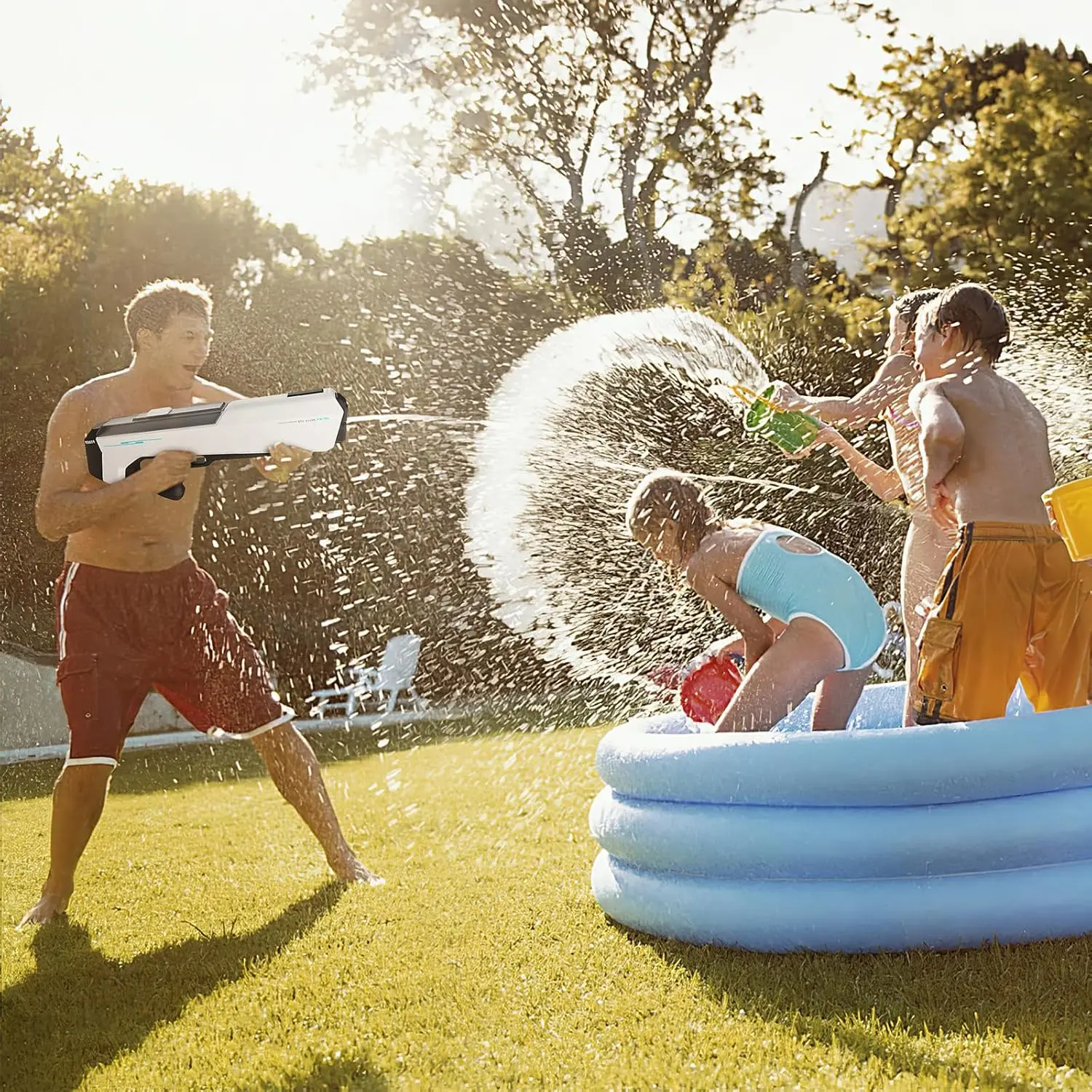 자동적으로 물 고압 전기 물총 장난감 어린이를위한 여름 야외 수영장 싸움 게임 어린이 물 장난감 선물