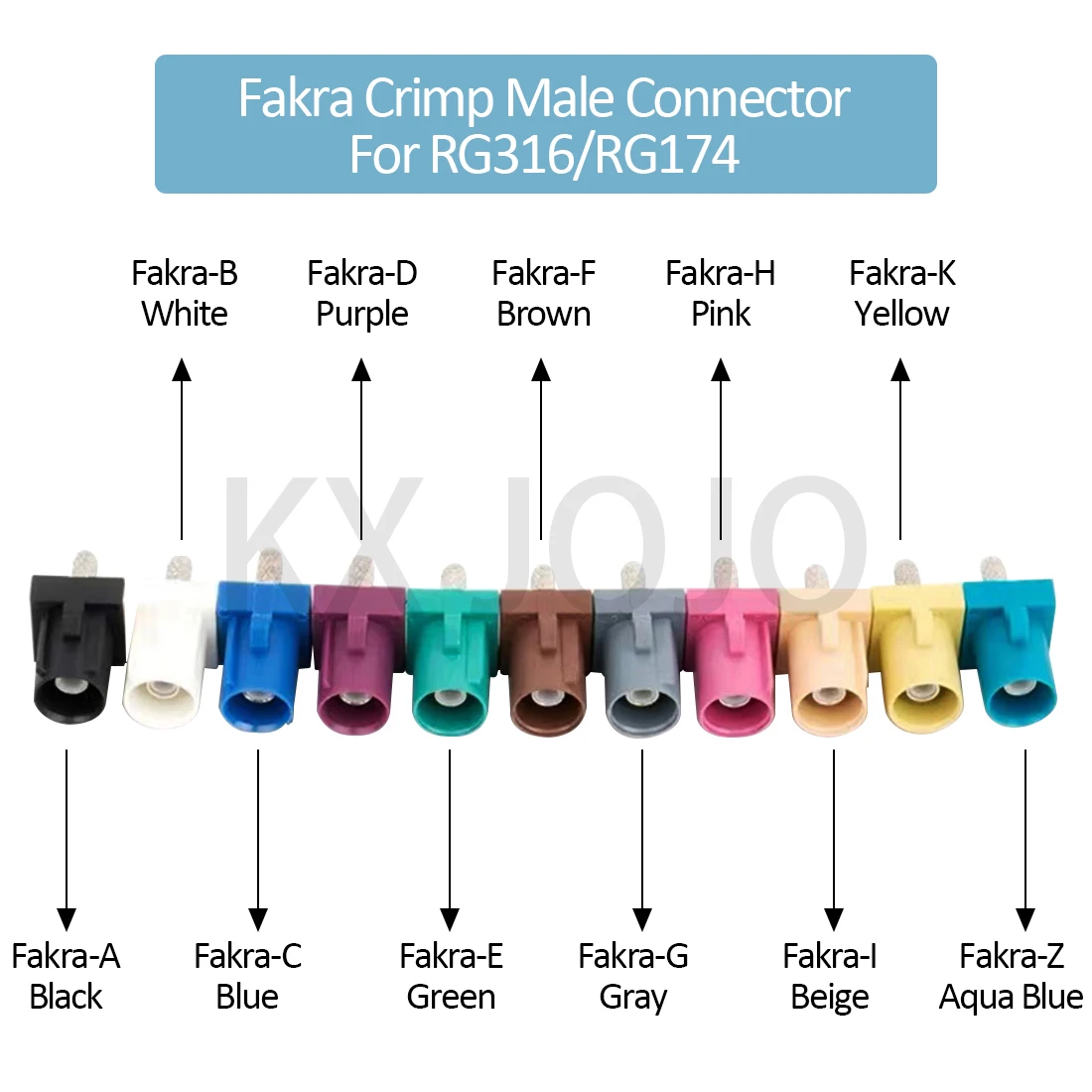 Fakra Male Crimp Connector Car Radio FM GPS Antenna Fakra-A/B/C/D/E/F/G/H/I/K/Z Adapter for RG316 RG174 Pigtail Cable