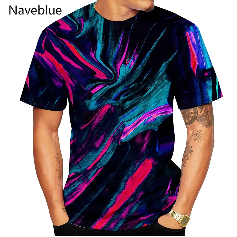 New fashion 3D rainbow corlorful Printing Black And White Vertigo Hypnotic Short-sleeved T-shirt Men Women Tops pullover Tees