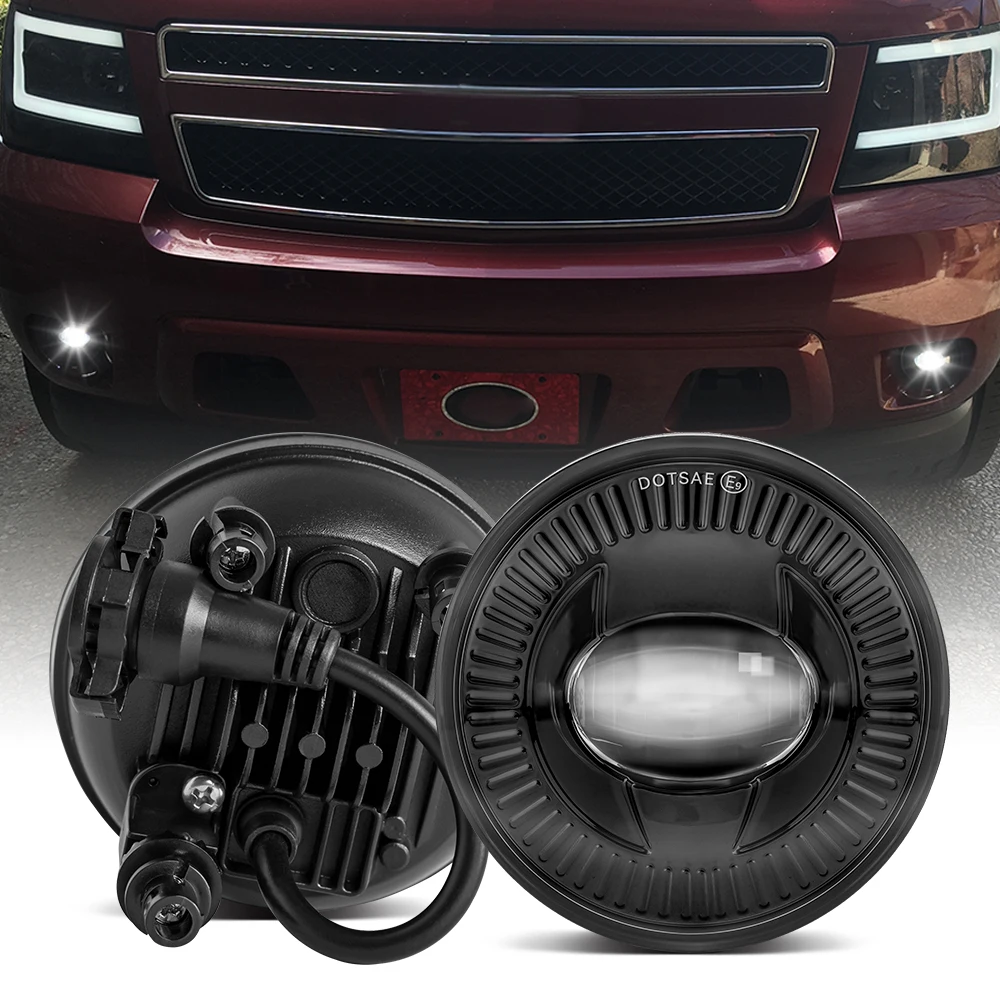 Pair Black Chrome Front Fog Lamp Light Round for Chevy Avalanche Suburban 2007-2014 for Tahoe 07-14