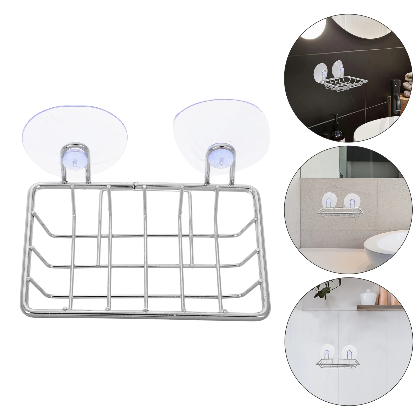 Suction Cup Rack Sponge Holder Stainless Steel Wrought Iron Kitchen Sink Metal Creative Storage Drain Rack