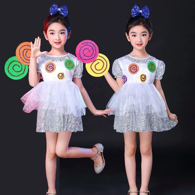 Performance clothes Kindergarten Sweet lollipop Pengpeng sequin gauze skirt dance