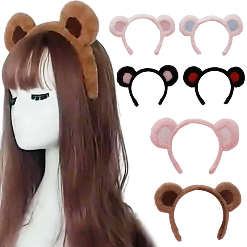 Cute Bear Ear Hair Hoop Headband para Mulheres e Meninas, Furry Plush Animal Band, Anime Cosplay Headwear, Acessórios para Cabelo