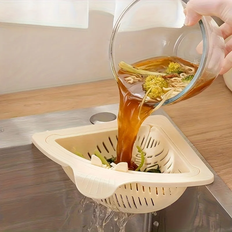 

Triangle Sink Strainer Quick Drain Filter Food Scraps Space Saving Corner Design Easy Install