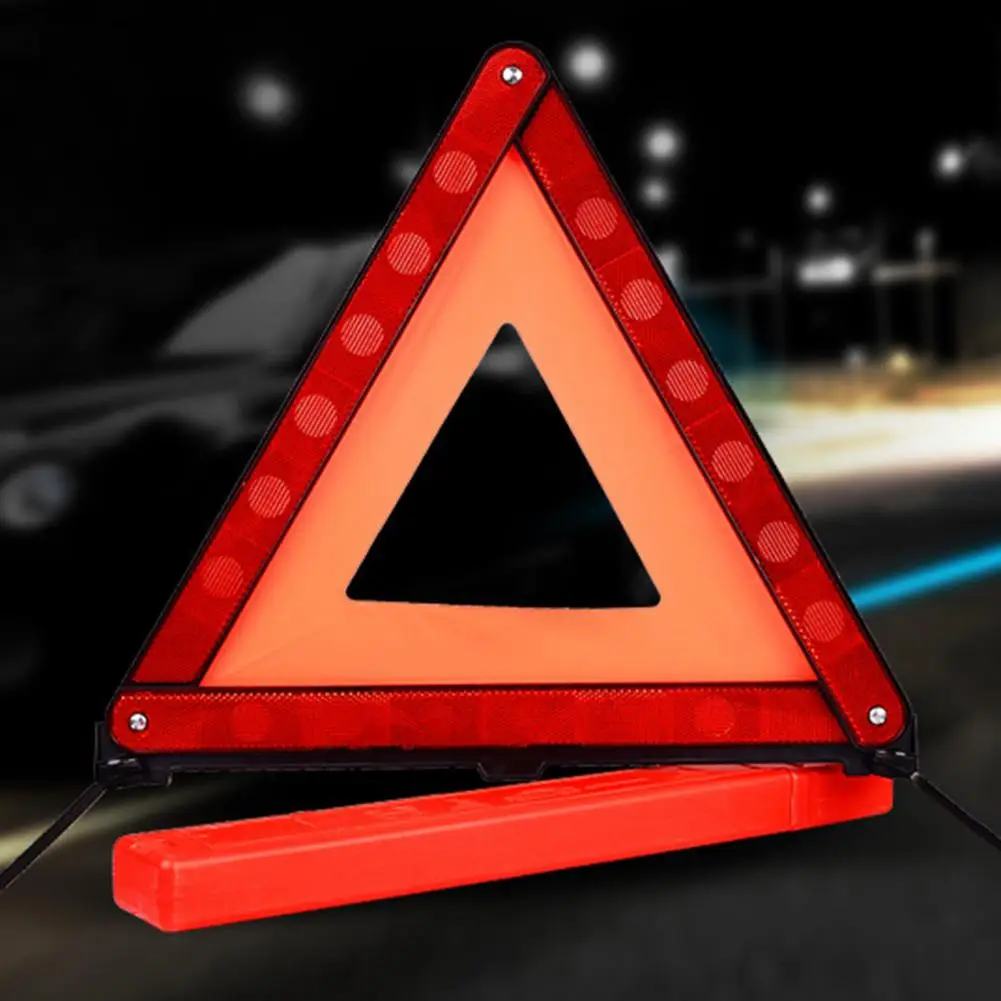 Car Parking Emergency Breakdown Warning Triangle Red Reflective Safety Hazard Car Tripod Folded Stop Sign Reflector Reflectante