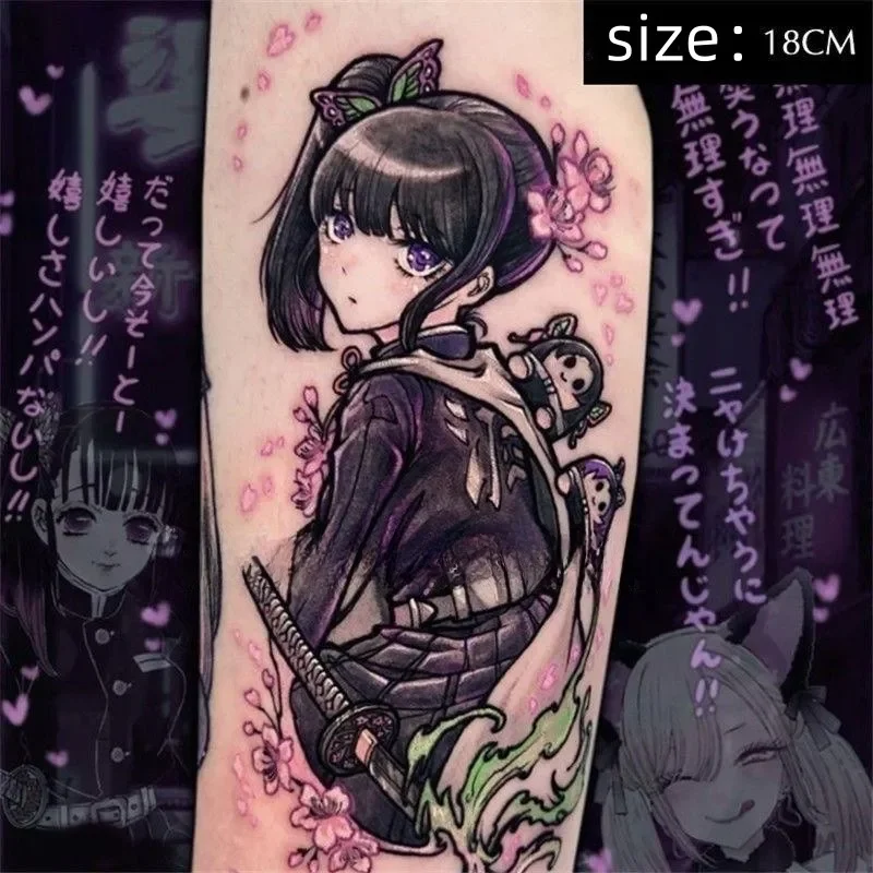 Luna Store  Anime Tsuyuri Kanawo Temporary Tattoos Cartoon Big Size Transfer Tattoo Body Art Waterproof Fake Tatoo Sticker