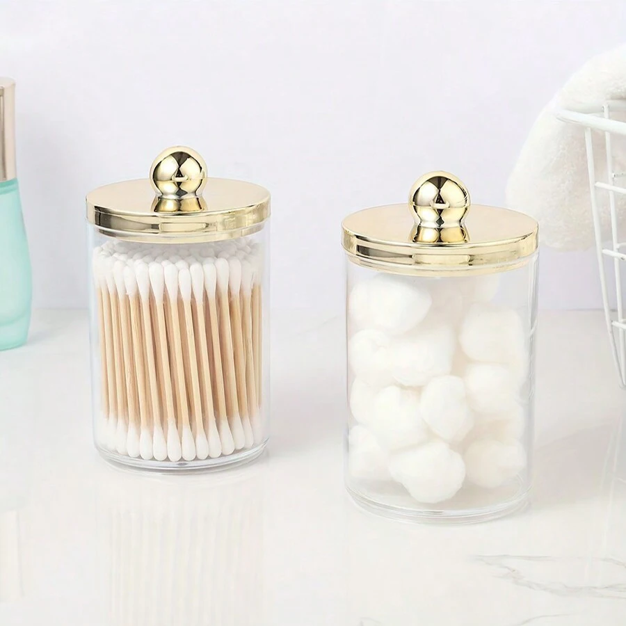 1/2/3pcs Acrylic Qtip Holder Dispenser Storage Box Bathroom Organizer Jars Round Cotton Ball Pad Swab Holder Dispenser Container