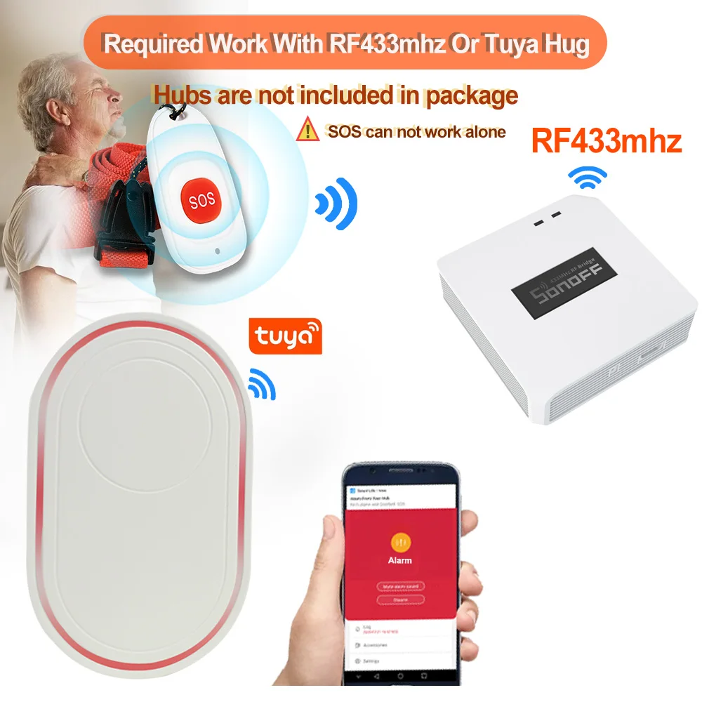 Topvico Smart Wireless Caregiver Pager Call Button RF433 Nurse Calling Alert System for Elderly Patient Seniors Disabled Kids