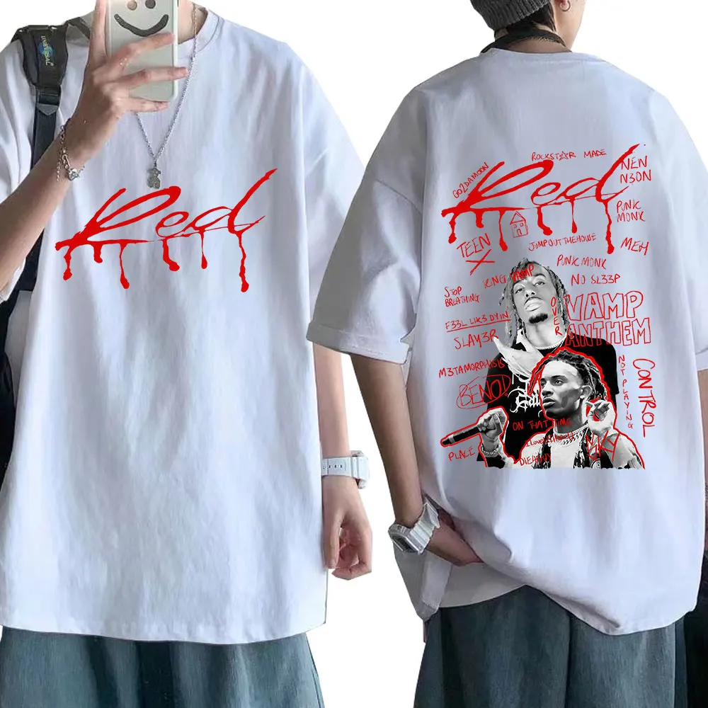 مغني الراب Playboi Carti كامل لوتا الأحمر تي شيرت الأفيون كين كارسون النرجس القوطية تي شيرت الرجال النساء القطن المتضخم تي شيرت