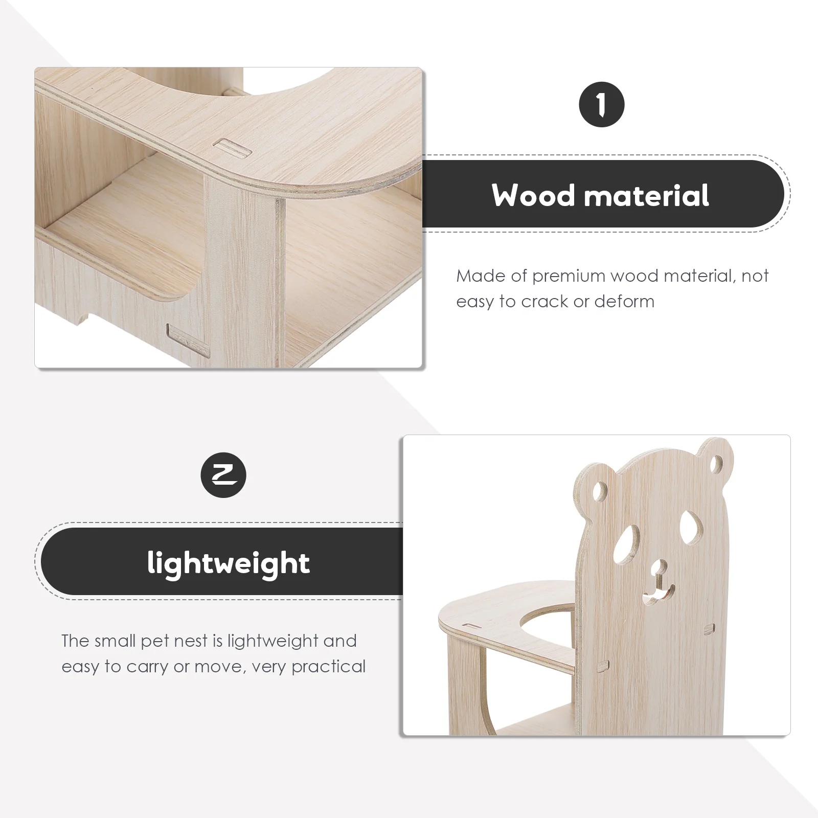 

Hamster Chair Small Animal Furniture Wood Feeding High Dinning Pet Guinea Pig Hedgehog Accessories Rest Sleep Nest