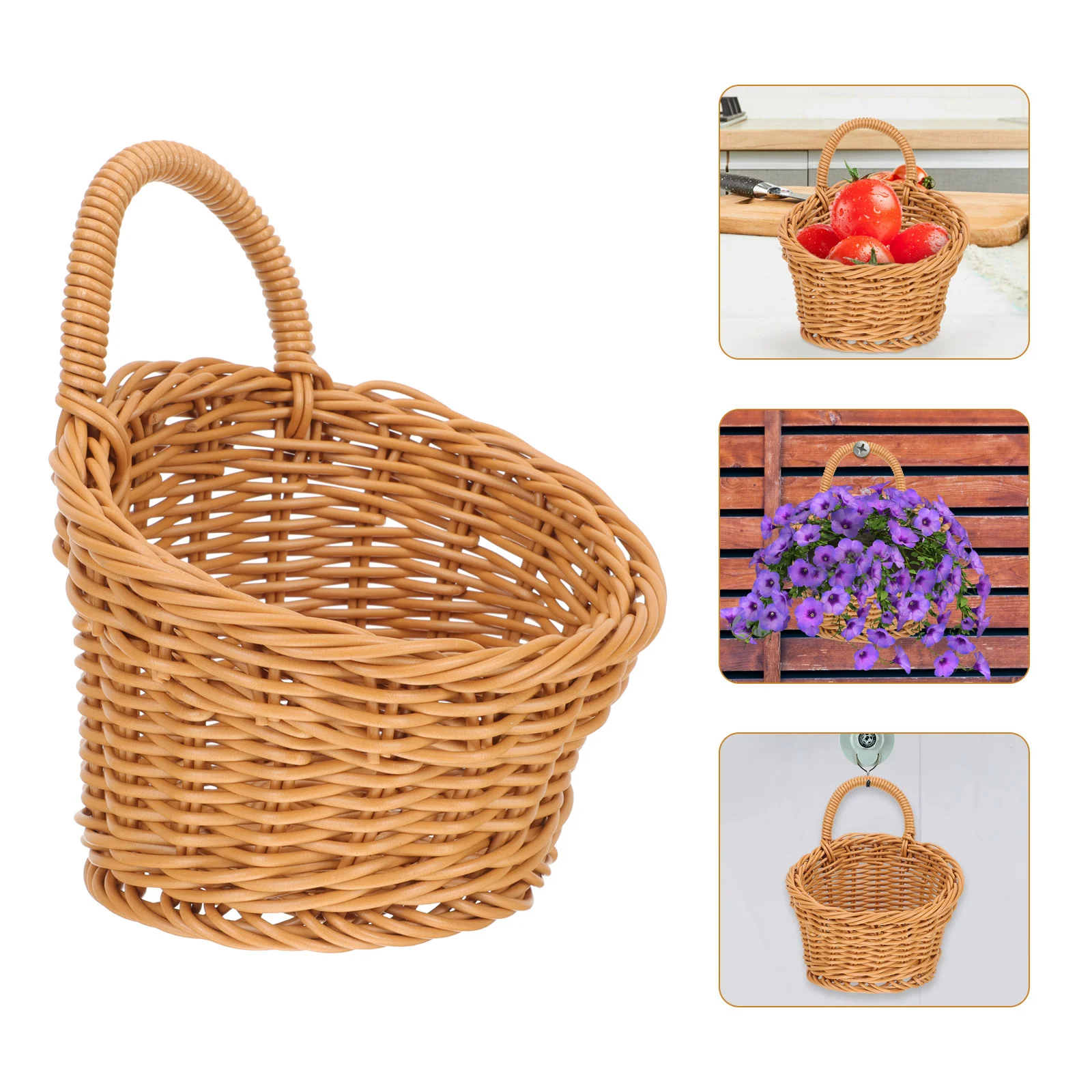 

Imitation Rattan Kitchen Storage Basket Small Woven Large Baskets for Wall Decor Japanese-style