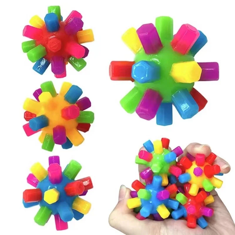 3-teiliges Buntes Ball-Puzzle-Set aus TPR, Elastische Regenbogenbälle für Spaß, Stressabbau und Outdoor-Aktivitäten, Beliebtes Geschenk