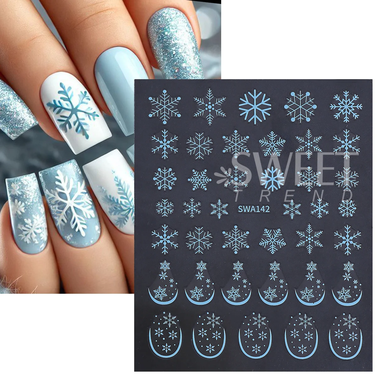 2/3pcs French Snowflakes Nail Art Sticker Winter Decor Curve Guides Adhesive Decal Simple Christmas New Year Manicure Deocr Tips