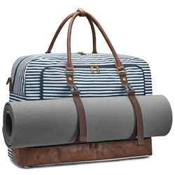 Sac polochon de voyage S-ZONE pour hommes et femmes, sac de week-end, salle de sport en toile, week-end de nuit, carpopon W/chaussure, compartiment pour ordinateur portable