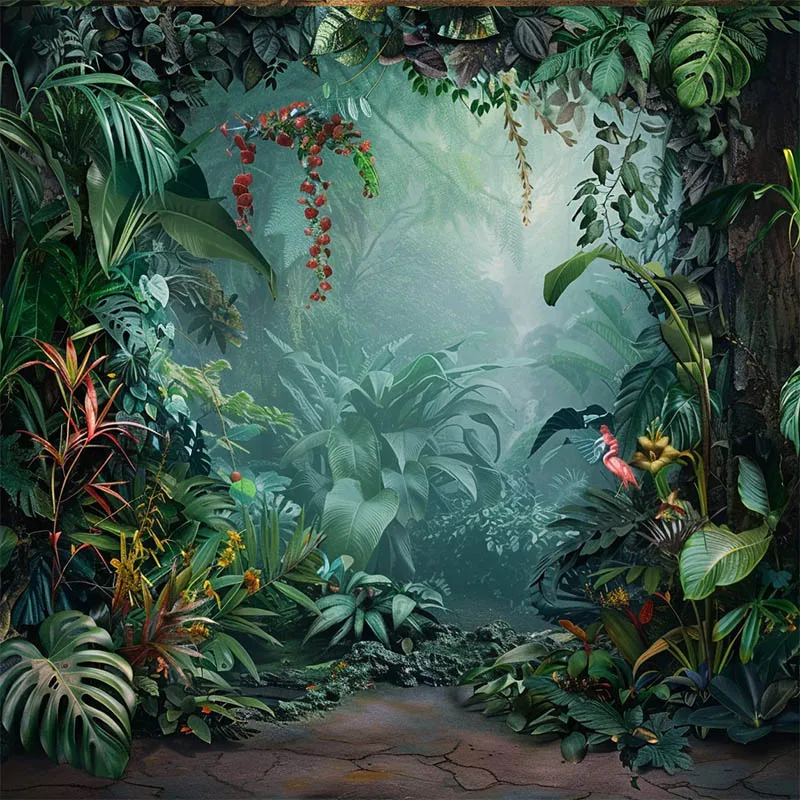 Mehofond Jungle Safari Animal Backdrop Kid Birthday Party Palm Leave Maternity Portrait Wild Forest Tiger Decor Photo Background