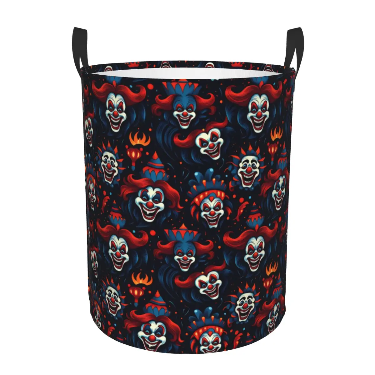 Halloween Red Blue Evil Clown Laundry Basket Foldable Large Clothing Storage Bin Baby Hamper