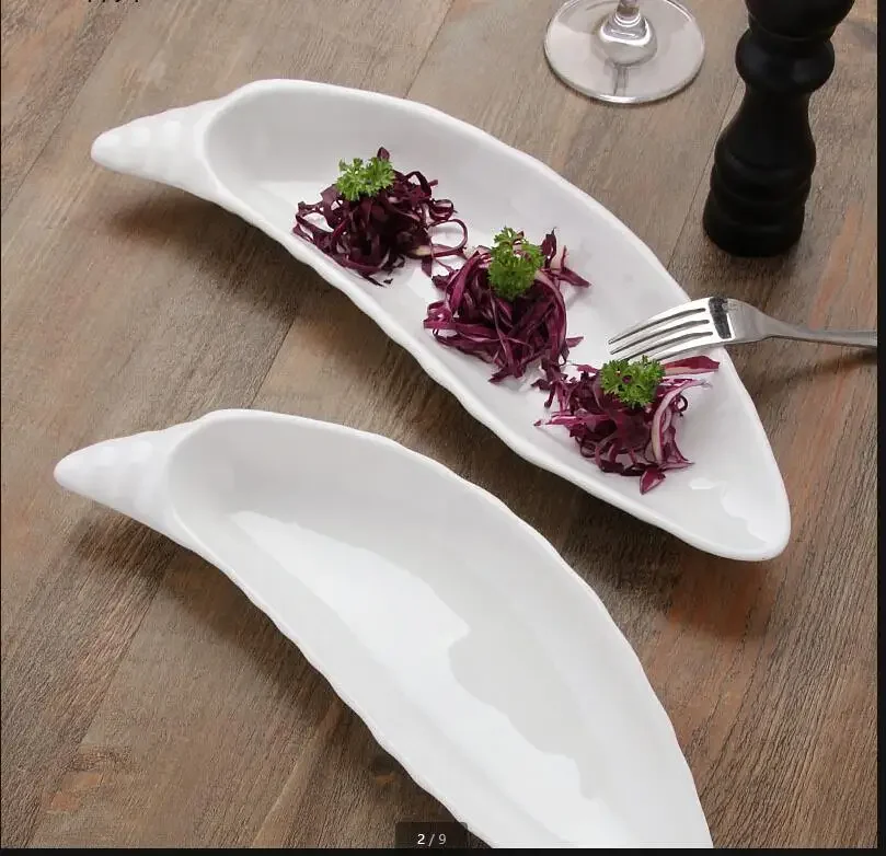

Irregular Ceramic Plate Pure White Bamboo Shoot Plates Dinner Plate Dish Dessert Plates Cake Pan Sushi Dish Decorative Tableware