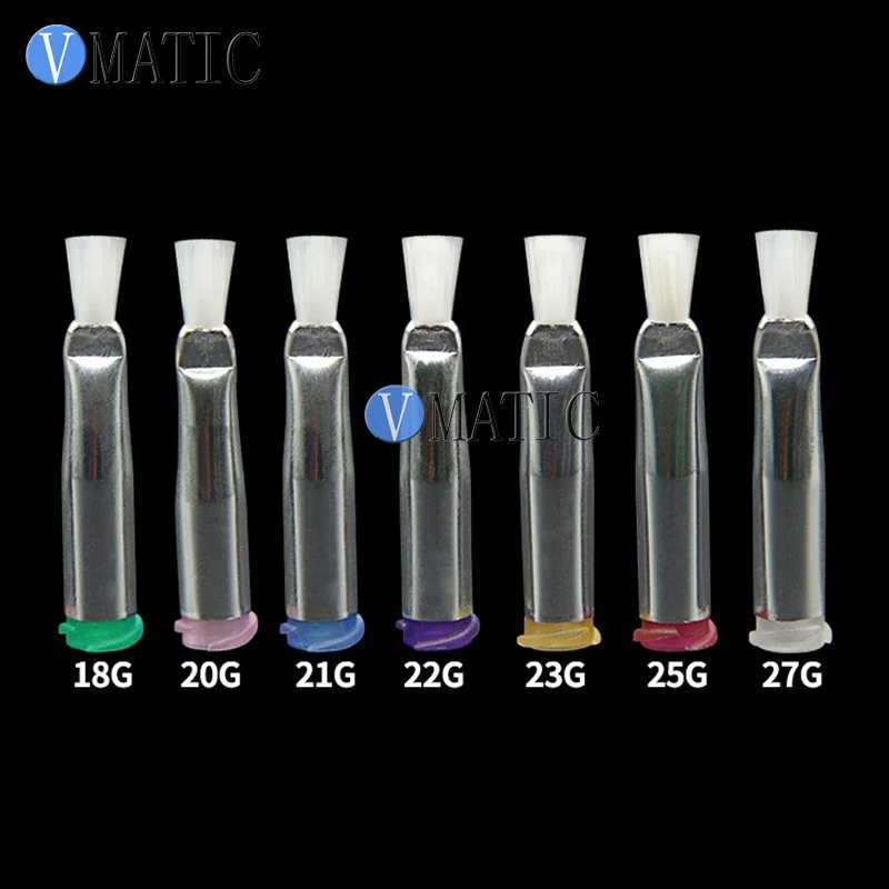 Free Shipping 10Pcs Pneumatic Fittings 18G-27G Dia 3mm Flat Brush Liquid Glue Dispensing Syringes Needle Soft White Brush Tip