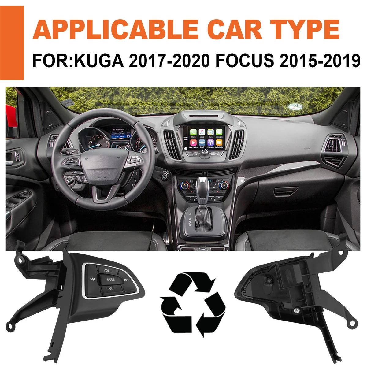 STE-eCar عجلة القيادة تعديل حجم الحق زر التبديل الجمعية GJ5T-14K147AA لفورد كوغا 2017-2020 التركيز #3