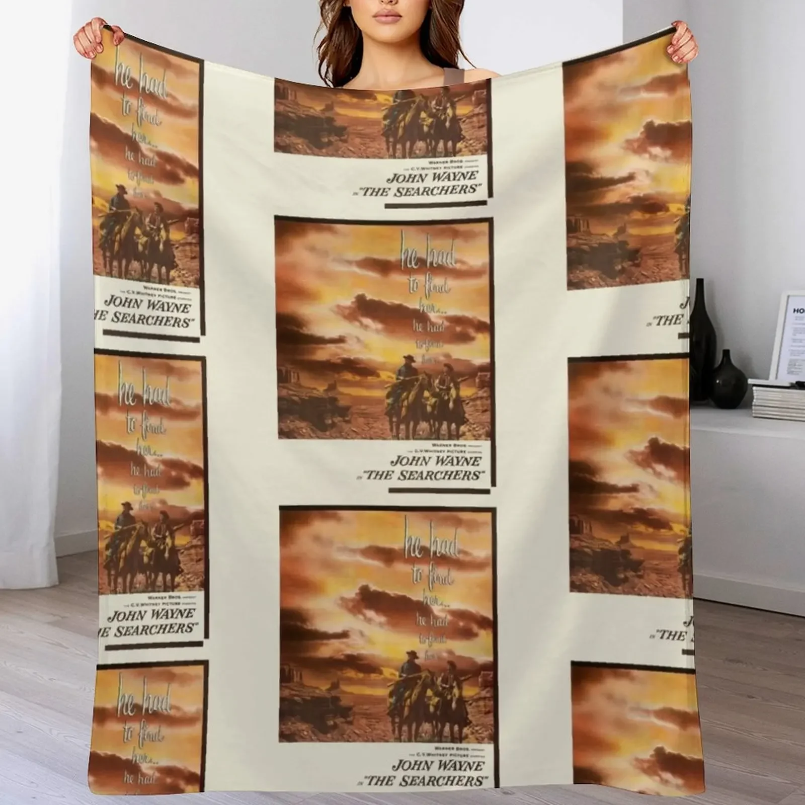 The Searchers Movie Poster Throw Blanket Fade Resistant Durable Throw Blanket