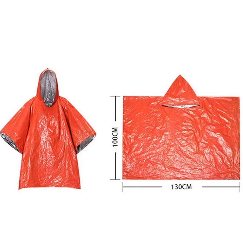 2PCS Waterproof Emergency Raincoat Aluminum Foil Thermal Poncho Survival Blanket Outdoor Camping Gear