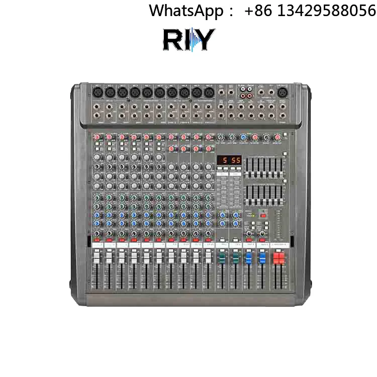 PM1000-2 Powered Mixer with 700W Amplifier 10-Channel Digital Mixer with Metal Cover for Live Stage