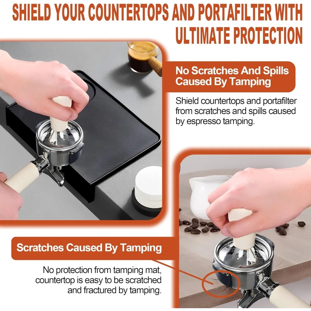 Silicone Espresso Tamper Mat Nonslip Coffee Tamping Mat with Secure Grip Easy to Clean Black Thicken Mat for Office Home