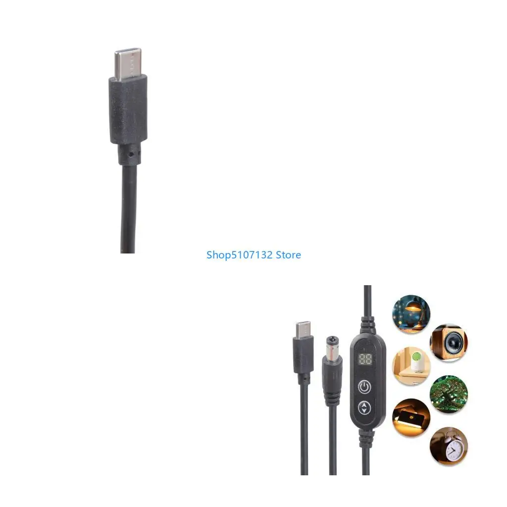 87HD Extension Cable Type C to 5.5x2.1mm Cable 5V 9V 12V 15V 20V Type C to 5.5x2.1mm Power Charging Cable with Switching