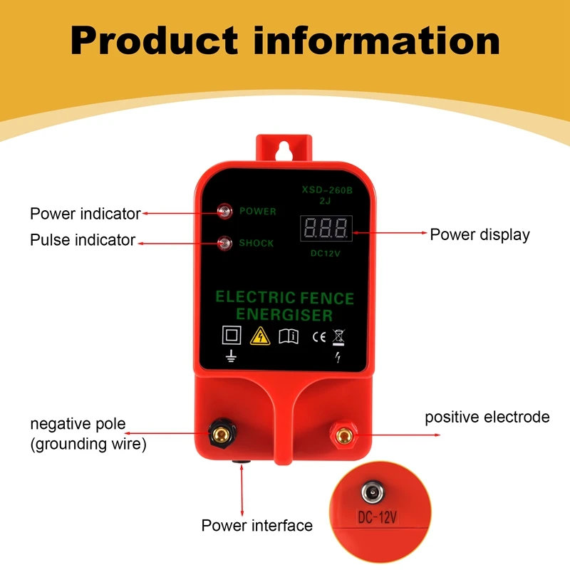 New 10KM Electric Fence Livestock High Voltage Pulse Controller High-Decibel Waterproof LCD Display EU Plug