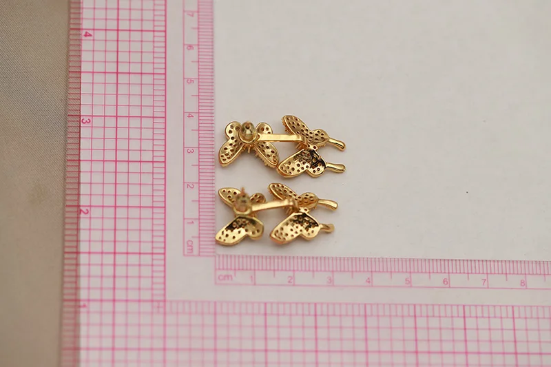 جديد البصر تصميم متعدد الألوان كريستال الفراشة وأقراط للنساء أزياء العلامة التجارية مجوهرات حساسة زركونيا الحشرات الأقراط #6