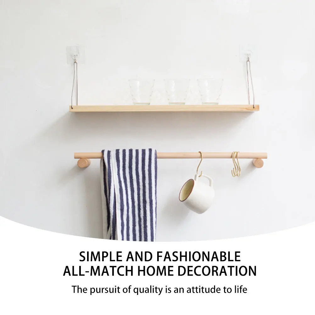 

1Pcs Wooden Towel Rack Durable No Punch Space Saving Bathroom Kitchen Hanging Towel Bar Organizer 45cm Bathroom Accessories