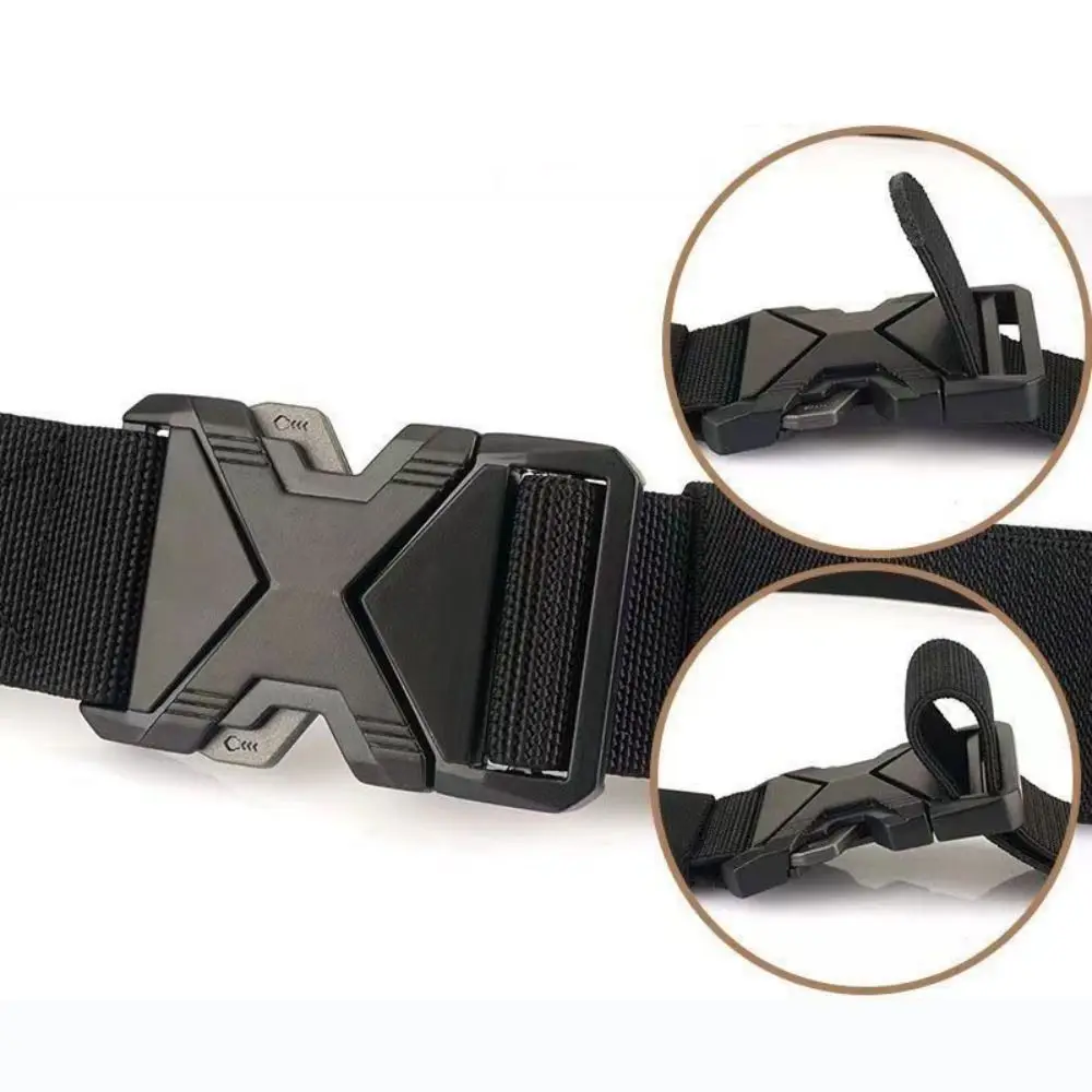 Durable Multi Function Men's Canvas Belt Thickened Breathable Quick Release Waistband Outdoor Nylon Belt