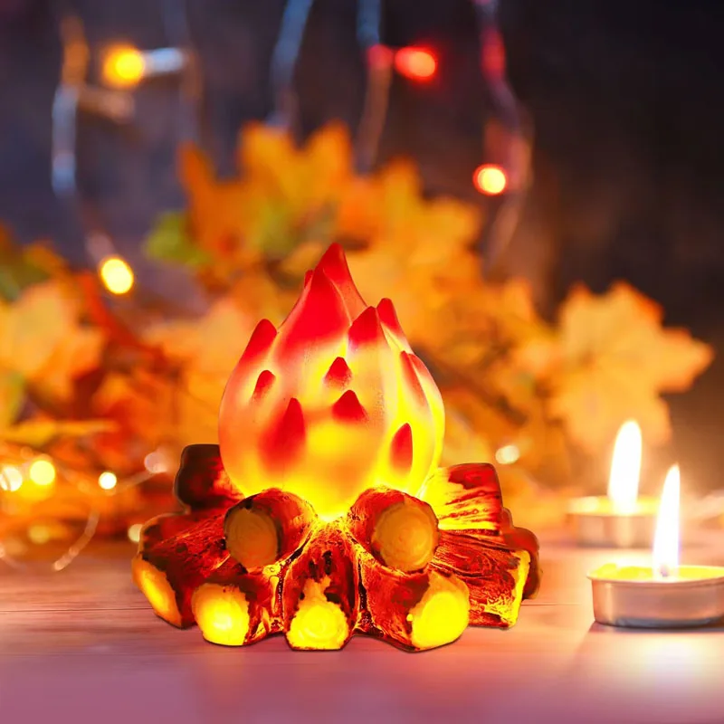 

2 Pcs Decorative Fire LED Light Creative Night Faux Campfire Prop Realistic Flame Effect For Party Decors Camping Party Favor