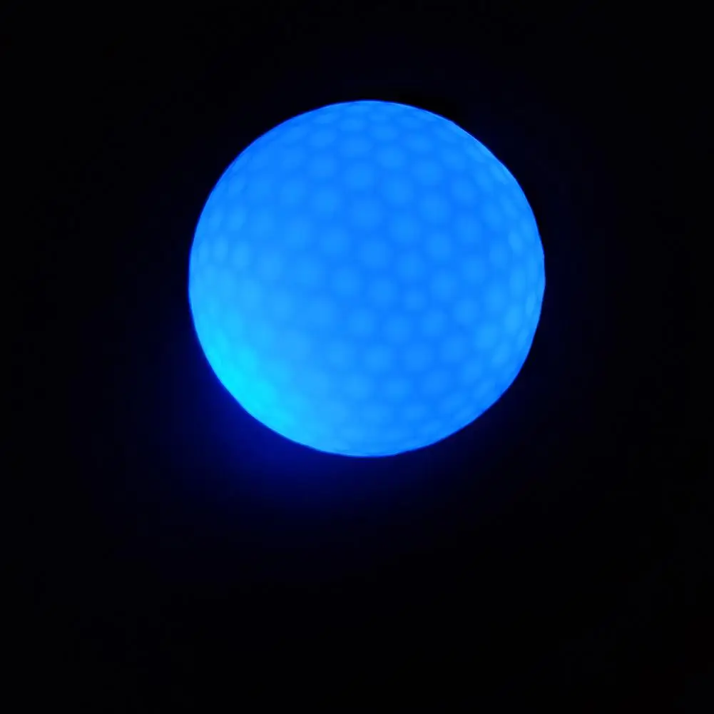 Luminous Colorful Glitter LED Light Golf Ball Permanent Bright Ball On For Night Golf Training Synthetic Rubber Two-piece Ball