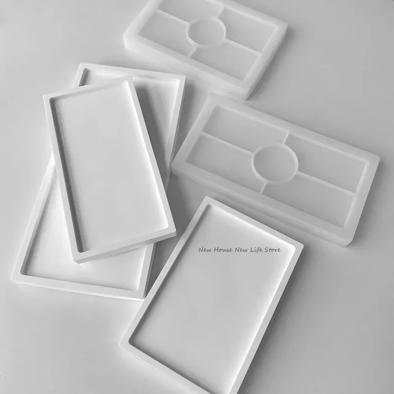 Rectangle Shape Silicone Molds DIY Handmade Epoxy Resin Concrete Plaster Fruit Dessert Storage Tray Molds Ceramic Clay Casting