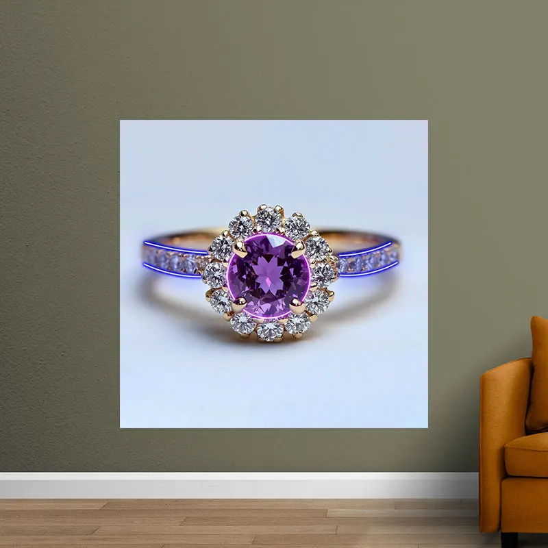 Charming Purple Diamond Ring Neon Sign, Creative Wall Hanging Neon Light, Whimsical Wedding Decor Light