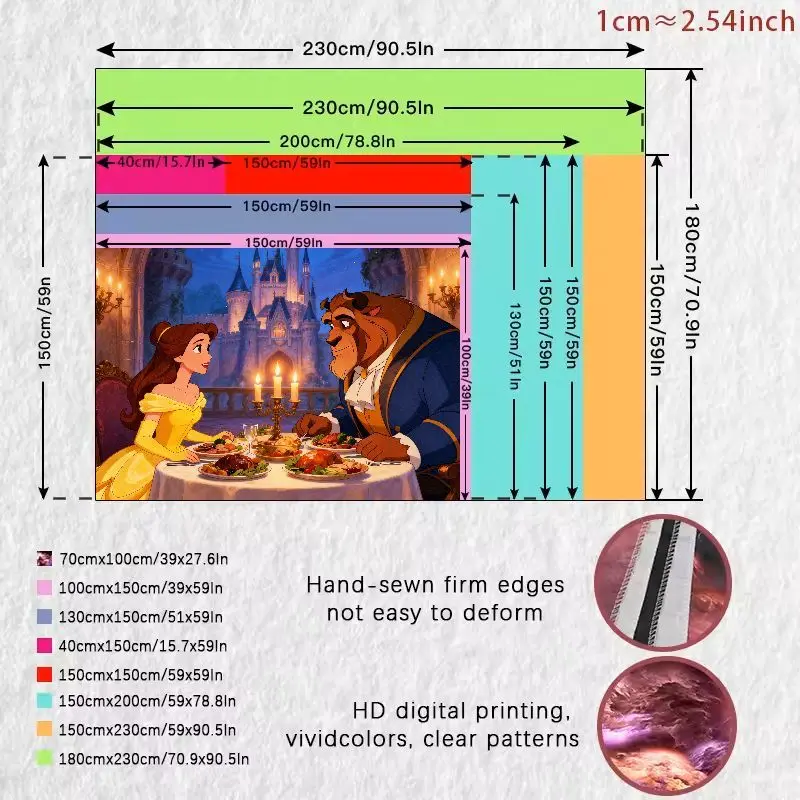 1PC Disney Beauty & The Beast Tapestry, Princess Belle Beast Dinner Wall Art, Fairytale Castle Decor, Aesthetic Bedroom Living R - Image 5