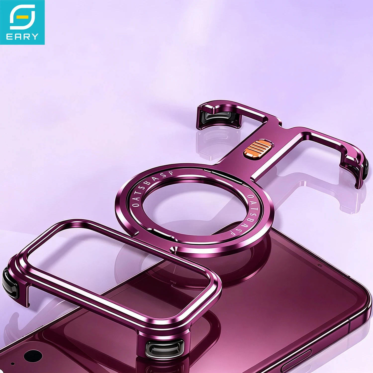 Eary Magnetic Stand Case for iPhone 18 Pro Max Metal Phone Case with 360°Rotation Ring Holder Frameless Shock Bumper Phone Cover