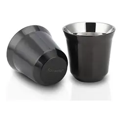 Easyworkz Stainless Steel Espresso Cup 2pcs Set Double Wall Insulated Metal Demitasse Cups