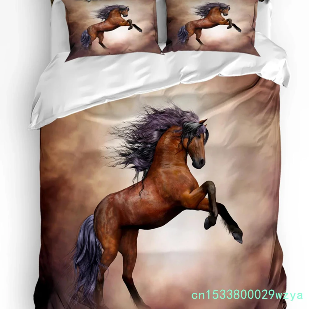 Horses Bedding Set For Bedroom Bed Home Abstract Stallions Simple Design Equestrian Animal Duvet Cover Quilt Cover Pillowcase