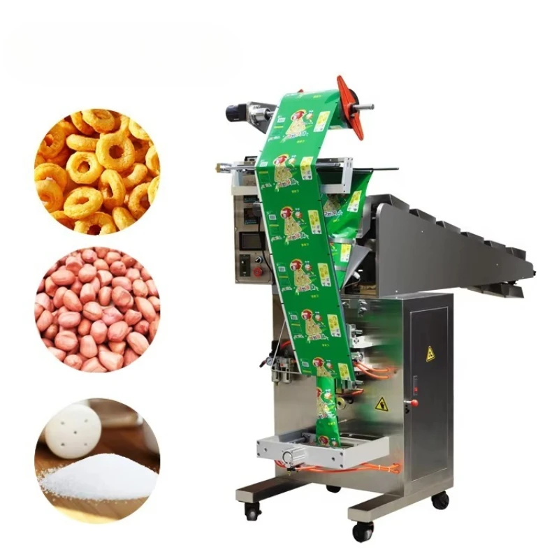 Industrial Pouch Film Packaging Machine for Biscuits Vending Foil Bag Wrapping Gluing Labeling Food Coating Packing