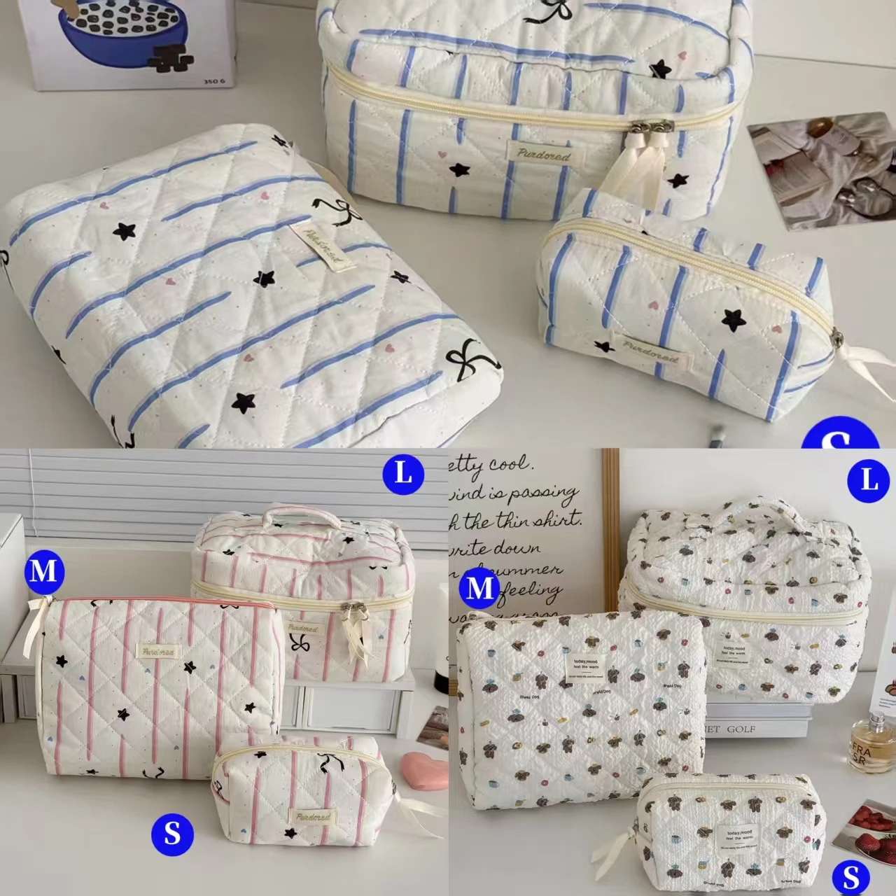 YT Portable Large-Capacity Sweet Puppy Ins-Style Storage Bag, Starry Sky Geometric Makeup Bag, High-Value Girl's Storage Bag