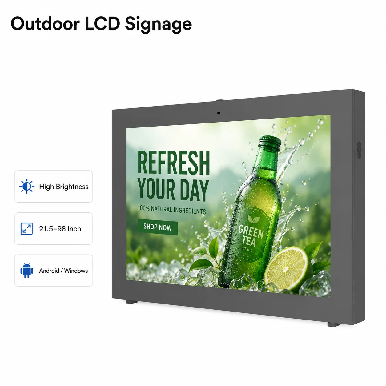 Factory Supply IP65 Weatherproof High Brightness Commercial Outdoor LCD Display For Street Advertising