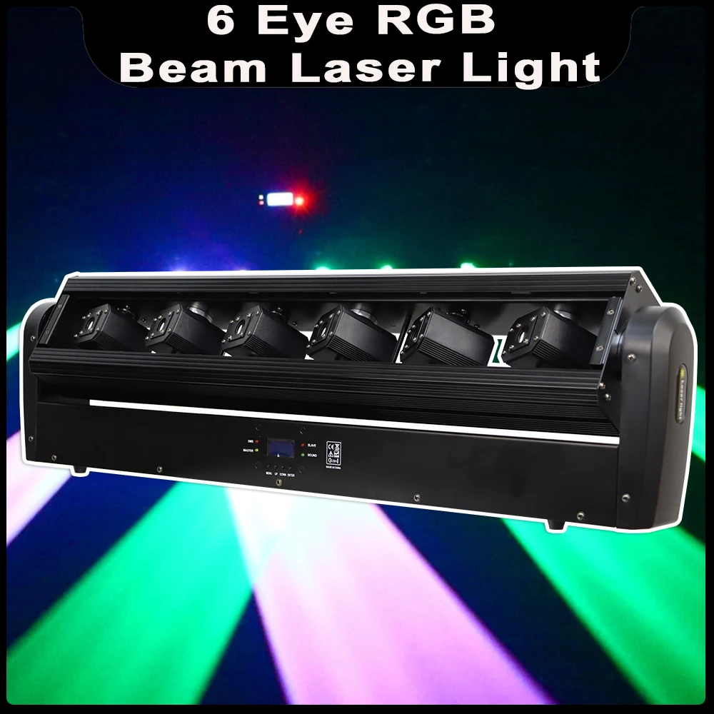 YUER New 6 Eye RGB Bar Light Beam 6X500mw Moving Head Light DMX512 For DJ Disco Halloween Party Club Stage Effect