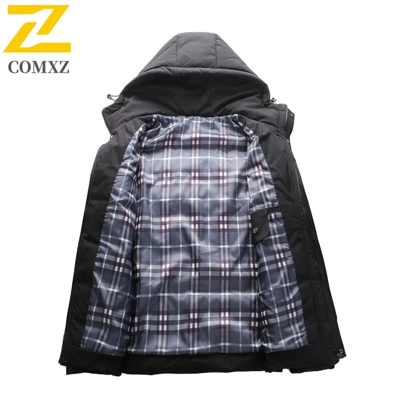 COMXZ Men Parker Coat Trendy Ski Street Warm Windproof Casual Travel Cotton Padded Jacket Windproof Snow Puffer Jackets 2025