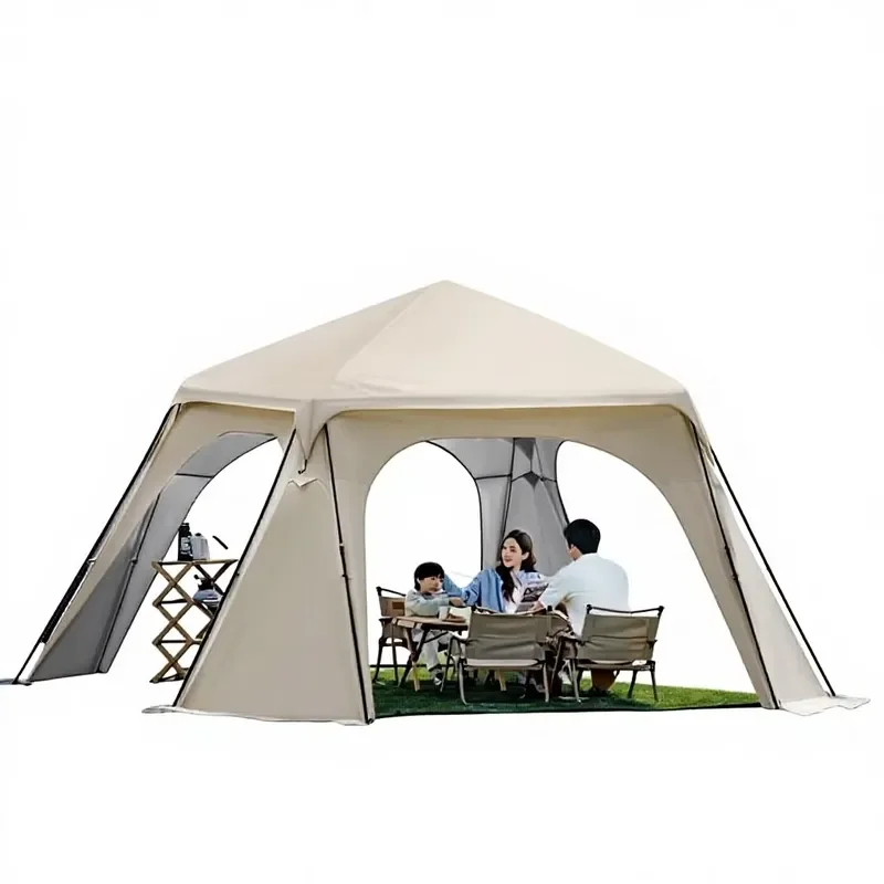 Luxury Black Glue Dome Canopy Tent - Waterproof Sun Shelter Gazebo for 6-10 Person - Instant Pop up Camping Event Tent