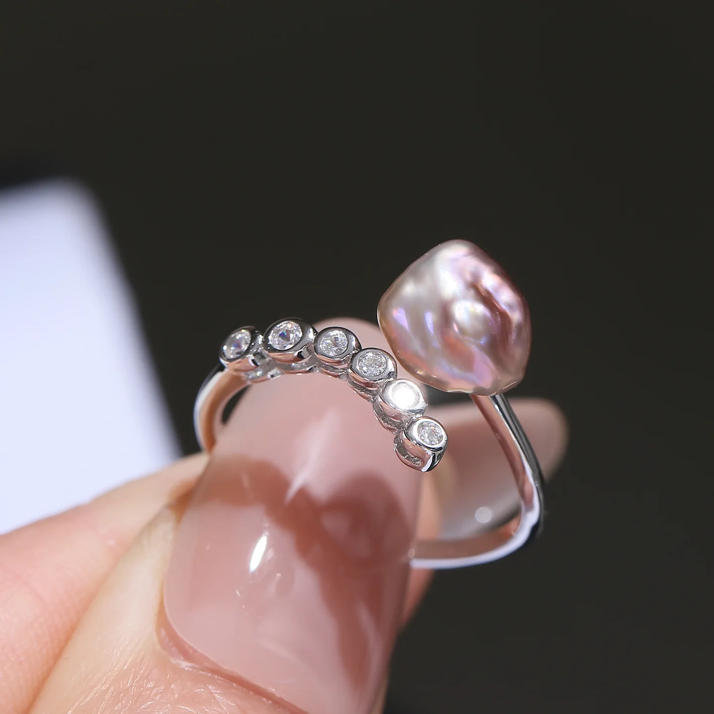 S925 Sterling Silver Adjustable Finger Ring Mountings Base Setting Findings Jewelry Mount Accessories for 6-10mm Pearls 3pcs/lot