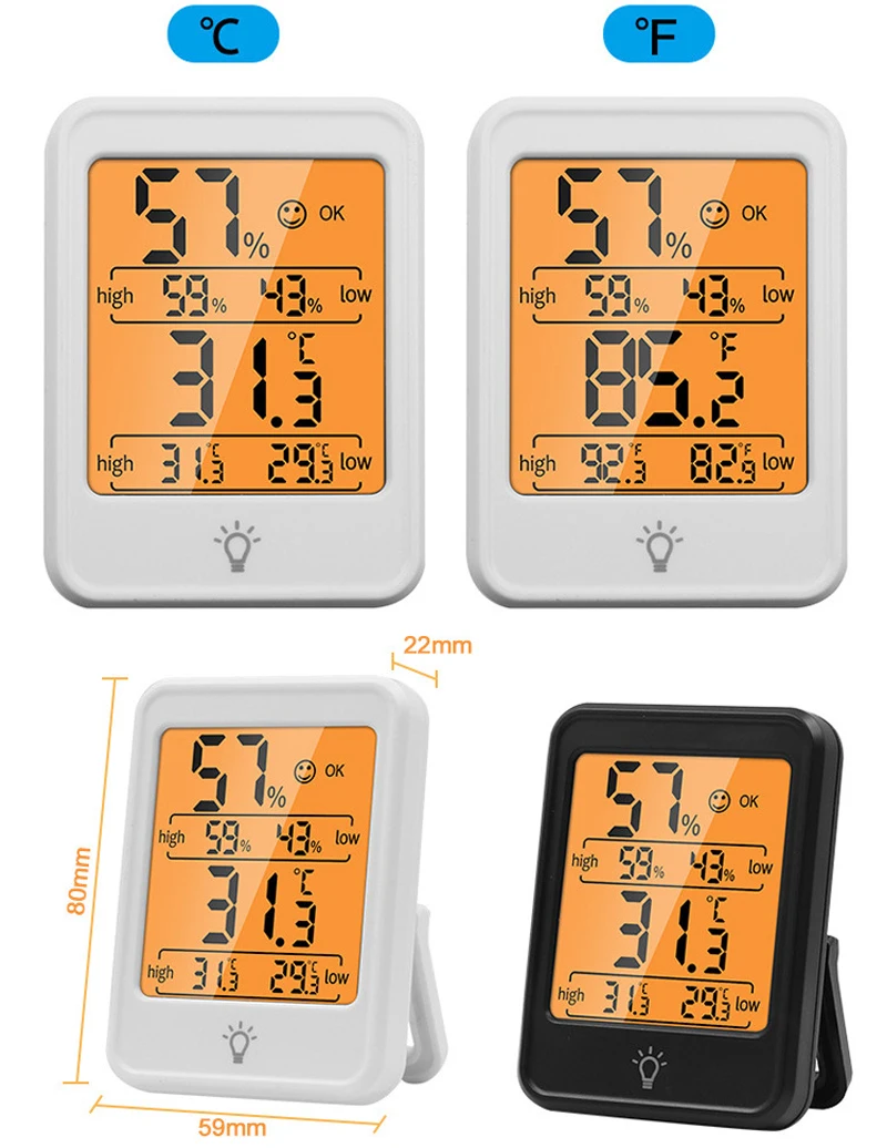 MC41 LCD مقياس الرطوبة الرقمي ميزان حرارة الغرفة داخلي الإلكترونية درجة الحرارة جهاز مراقبة الرطوبة متر الاستشعار محطة الطقس F #5